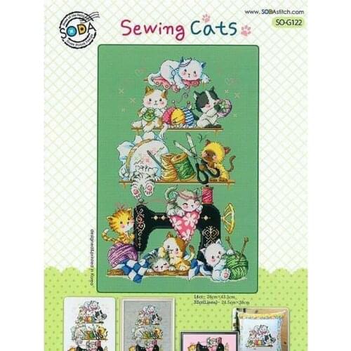 14/22/25ct Lovely Counted Cross Stitch Kit Sewing Cats tailor tools Cat Cake Tower SO G122