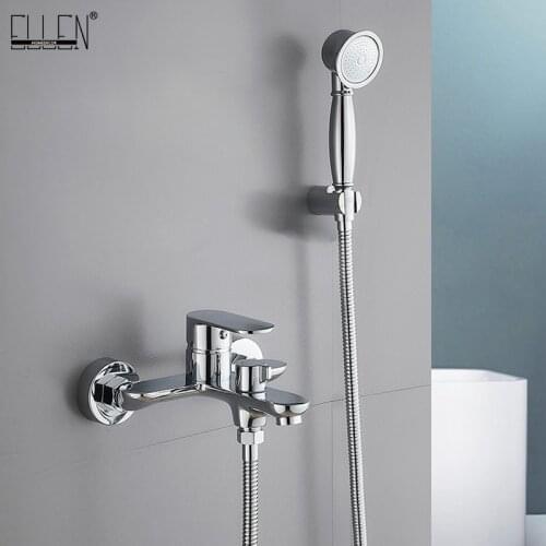 ELLEN Wall Mounted Bathtub Faucet with Sliding Bar Show Hand Chrome Finished Hot Cold Shower Faucets ELSW03