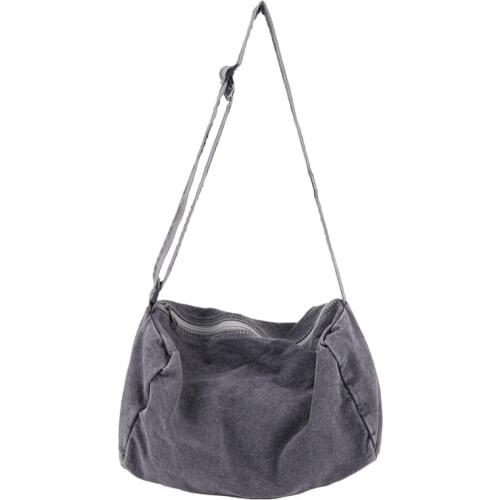 New Fashion Simple One Shoulder Womens Bag Old Zipper Canvas Bag Leisure Messenger BagFree Shipping