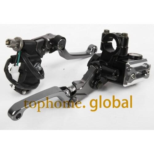 New CNC 7/8" Brake Master Cylinder Pressure Switch Reservoir Levers Dirt Pit Bike Set For SUZUKI RMX250S 1993 1994 1995