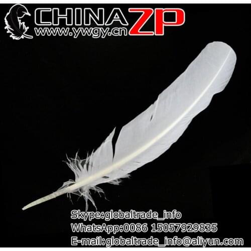 Made in CHINAZP Factory 50pcs/lot 30~35cm(12~14inch) Length Bleached White Turkey Rounds Quill Feathers