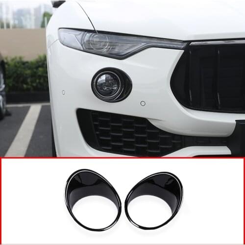 2pcs Gloss Black Silver ABS Front Fog Lamp Cover Trim For Maserati Levante 2016 2017 Car Accessories