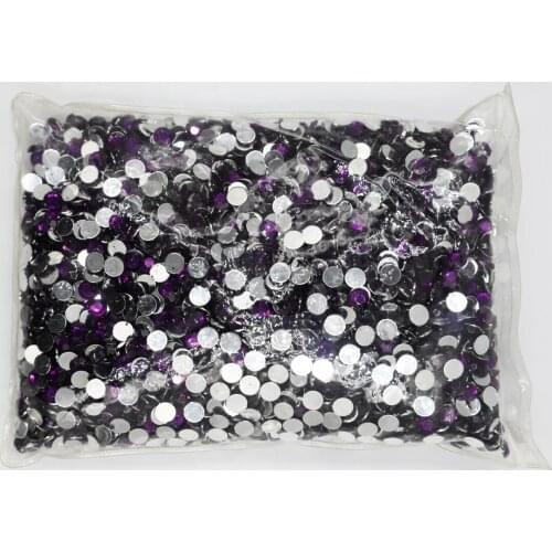 Grape Violet Color 1.5~12mm Flat Back Round Acrylic Rhinestones Beads,3D Acrylic Nail Art / Garment Decoration