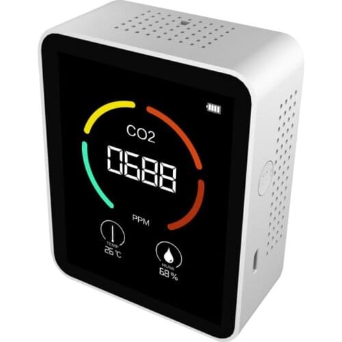 Air Quality Monitor Portable Carbon Dioxide Detector 3-in-1 CO2 Temperature Humidity Meter TVOC Detection with LCD Display