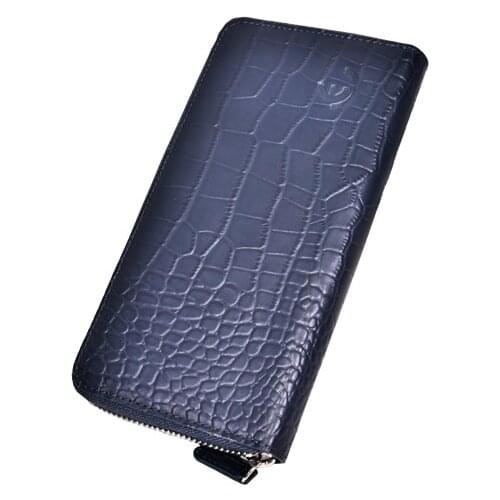 Crocodile Leather Unisex Casual Long Zipper Purse Solid Wallets