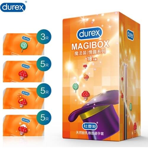 Genuine Durex Large Size 56mm Condoms for Men 18 Pcs Magibox Mixed 4 Style Natural Latex High Quality Sex Toys Shop Wholesale