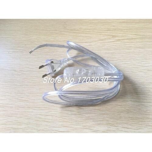 Clear EU Plug Locking Power Cord Inline Button Switch 1.8M AC250V 2A AC125V 2A