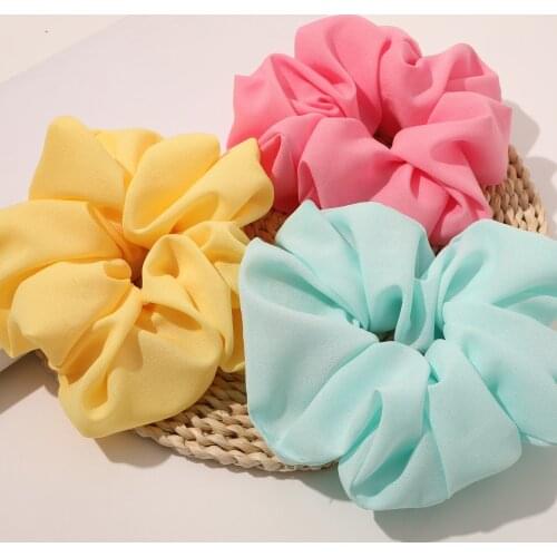 Oversized Chiffon Hair Scrunchies Women Silk Scrunchie Elastic Hair Bands Girls Headwear Donut Loop Ponytail Holder Accessories