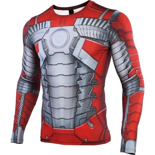S-4XL Raglan Sleeve Compression Shirt 3D Printed T shirts Men Comics Cosplay Gothic Long Sleeve Sports Fitness Tops For Male