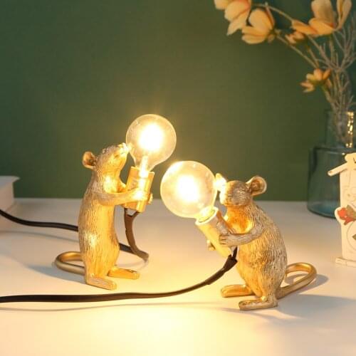 Modern Mini Resin Mouse LED Table Lamps for Living Room Bedroom Nordic Stand Desk Light Luminaire Loft Home Decor Study Fixtures