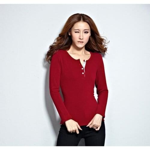 New Button Collar Autumn Winter Elastic Sweater Women Slim Long Sleeve Tops Warm Basic Shirt Sweater Outfit Jumper Pullover 870