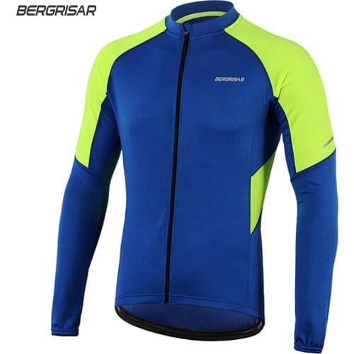 BERGRISAR Spring/Autumn Mens Long Sleeve Cycling Jersey Quick Dry MTB Mountain Bike Jerseys Bicycle Shirts Bike Clothing BG012