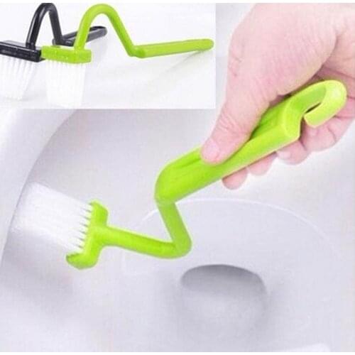 Toilet Cleaning Brush S Shape Portable Toilet Brush Scrubber Curved Clean Side Bending Handle Corner Brushes Color Random