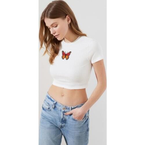 Trendyol Printed Crop Knitted T-Shirt TWOSS21TS1281
