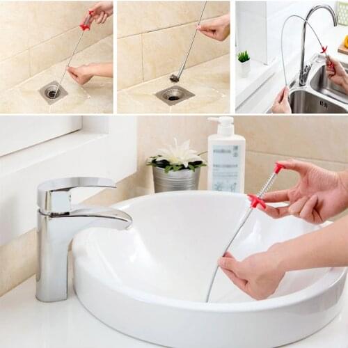 Hair cleaning 60cm Spring Pipe Dredging Tools Drain Snake/Cleaner Sticks Clog Remover Cleaning Tools Household for Kitchen Sink