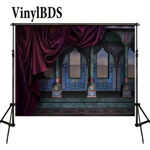 VinylBDS Outdoor Wedding Photography Backdrops Blue Luxury Palace Backdrops Vintage Photo Romantic Wedding Photography Backdrops