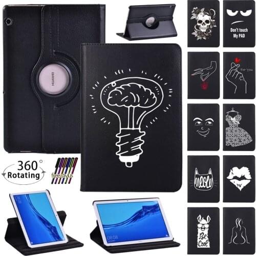 360 Rotating Case for Huawei MediaPad T3 10 9.6"/MediaPad T5 10 10.1" Tablet Foldable Leather with Magnet Case
