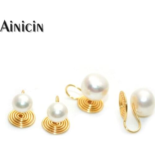 New Not Allergic Clip Earrings Natural Freshwater Pearl Handmade Gold Plating Coiled Shape Without Pin Fashion Women Earring