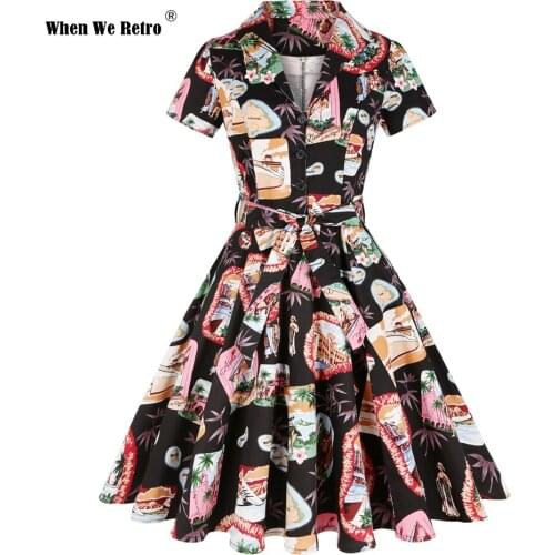 Retro Tunic Party Women Summer Cotton Dress SD0002 Short Sleeve Plus Size Boho Y2K 50s 60s Cotton Vintage Black Dress