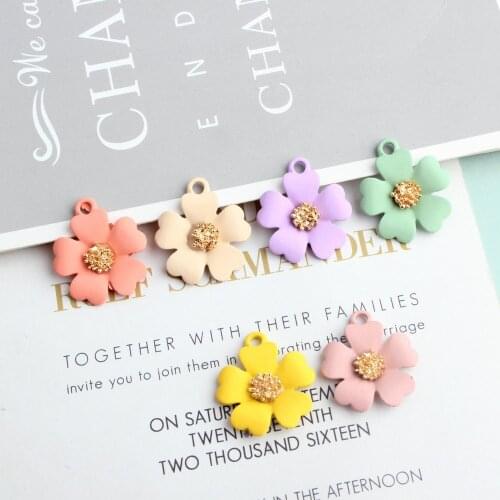 100PCS Spray Painting Flower Pendant Enamel Charms DIY Accessories For Handmade Fashion Necklace,Keychains Earrings