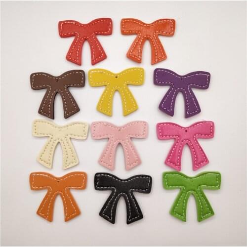 20Pcs/Lot 5.5x4.5cm Mixed Color PU Pendants Bowknot For Cellphone Charms/Keychain Making Bag Charms Diy Accessories
