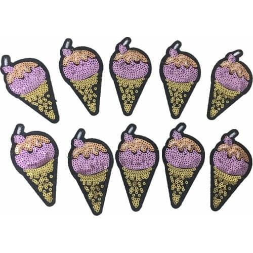 20 Pieces Small Patches for Baby Clothes Sew on Sequins Ice Cream Patches 9 X 4.5 cm Sewing Stickers DIY Garment Accessories