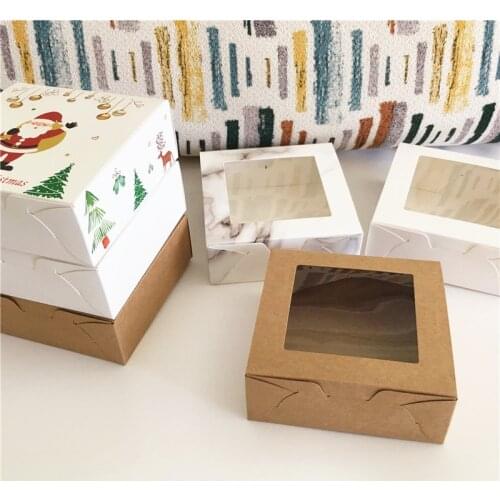 30Pcs 12x12x4.5cm Marble Windows Style Candy Boxes Wedding Birthday Christmas Favor Present Packing Paper Boxes