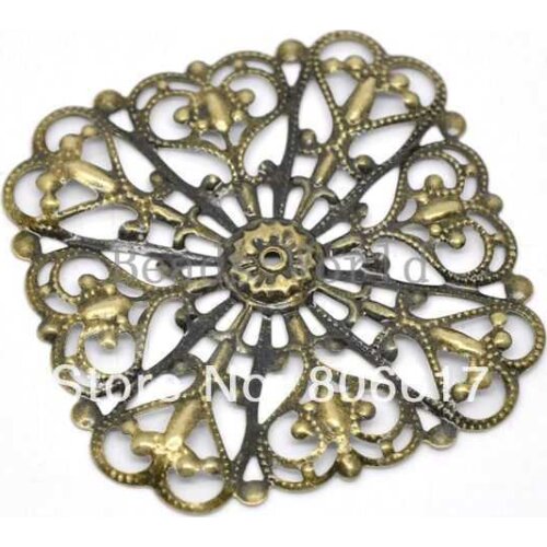 Best Quality 30 Pcs Bronze Tone Filigree Square Wraps Connector Embellishments Jewelry Findings 5x5cm(W03467 X 1)