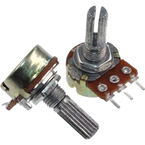 5PCS/LOT B100K 100K OHM WH148 3Pin Single Rotary Potentiometer Pots Shaft 20MM With Nuts And Shim