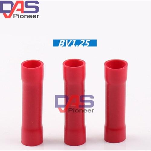 50pcs BV1.25 Terminator wire connector Butt Connectors Assortment Joiner Crimp Electrical Wire Splice Terminal
