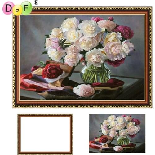 DPF DIY New Framed Diamond Embroidery vase 5D Round full Diamond Painting Cross Stitch Rhinestone home Decor crafts needlework