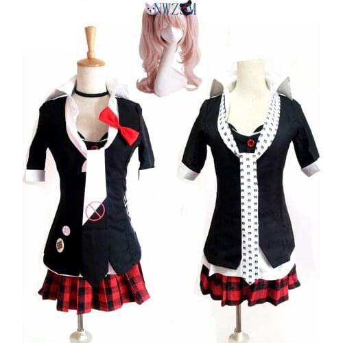 Anime Cosplay Dangan Ronpa Enoshima Junko Cosplay Costume Enoshima Emboitement Inushio Kimuchi Cosplay Skirt Shirt Pink Long Wig