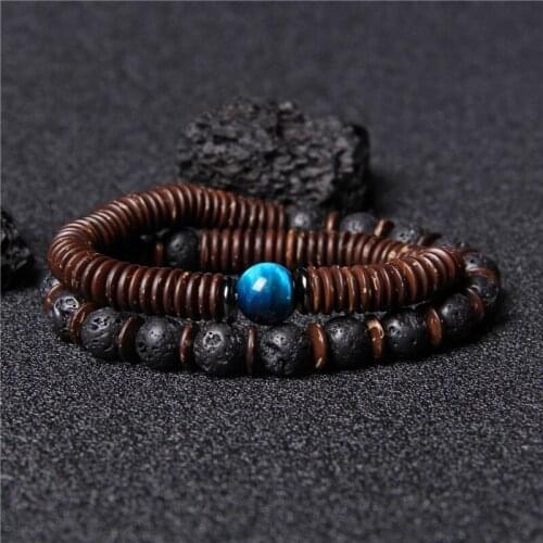 Vintage Men Bracelet Natural Tiger Eye Stone Beads Tibetan Buddha Bracelet Chakra Lava Stone Diffuser Bracelet Men Jewelry Gifts