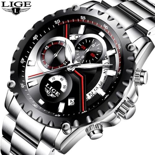 Relogio Masculino LIGE Mens Watches Fashion Sport Quartz Watch Men Top Brand Luxury Full Steel Business Waterproof Watch+Box