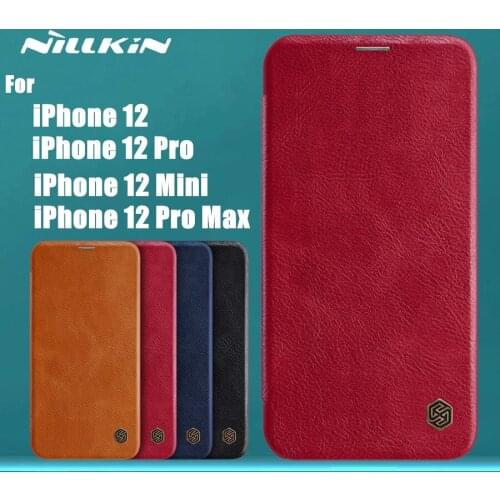 For Apple iPhone 12/12 Mini 5.4/6.1" Case NILLKIN Qin Series Wallet Flip Cover Case For iPhone 12 Pro Max Genuine Flip Leathe