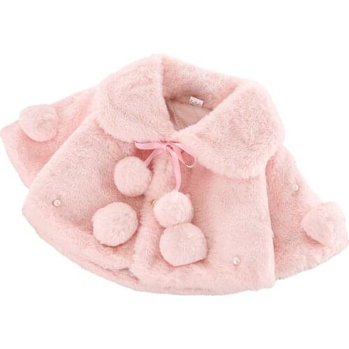 Citgeett Winter Solid Toddler Baby Girls Clothes Wide Lapel Long Sleeve Fur Coat Fashion Warm 0-4Years