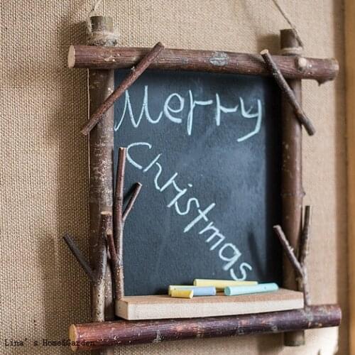 Rectangle handcrafted wall nature birch framed mini wooden blackboard