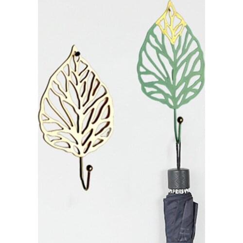 Metal Leaf Shape Hook Door Wall Wardrobe Clothes Bag Key Scarf Hanger Decoration Leaf Shape Widely Use Home Storage Supply