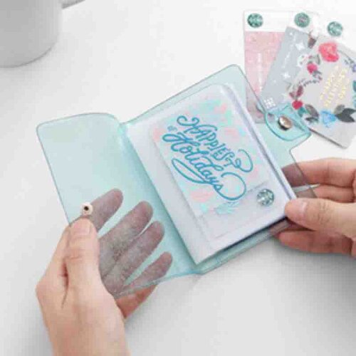 8.7x11.4cm Photo Album PVC Portable Glitter Photo Album Transparent Jelly Color Album for Bag Business Card Holder Photo Card