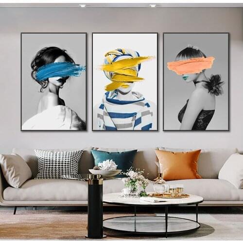 Creative Blindfolded Girl Painting Modern Nordic Canvas Posters And Prints Wall Art picture For Living Room Bedroom Decoration