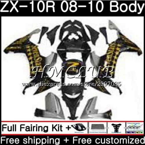 Bodywork For KAWASAKI NINJA ZX10R ZX1000C 2008 2009 2010 63HC18 ZX 10R ZX 10 R ZX1000 ZX-10R 08 09 10 Fairing Sevenstars blk kit