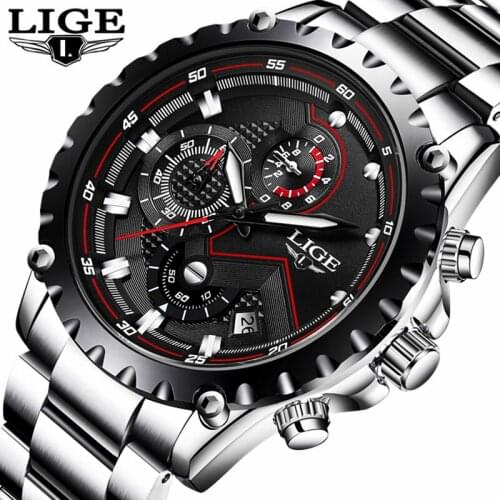 LIGE Brand Mens Fashion Watches Men Sport Waterproof Quartz Watch Man Full Steel Military Clock Wrist watches Relogio Masculino