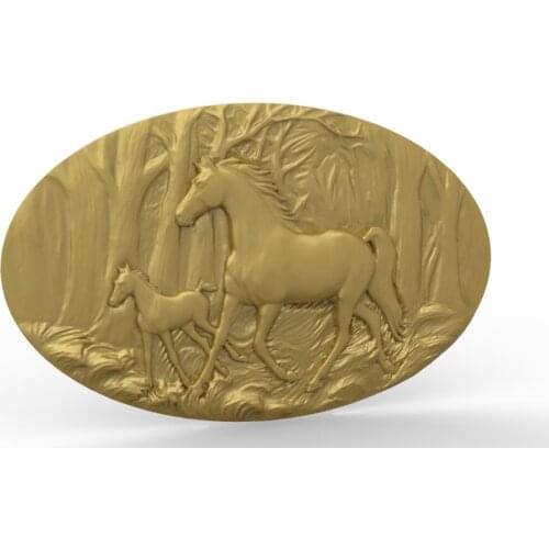 Horses 3D model relief STL model for CNC Router carving engraving artcam type3 aspire M373