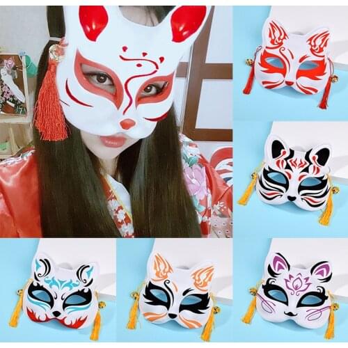 Unisex Japanese Fox Mask Cosplay Masquerade Festival Hand Painted Fox Masks Costumes Props Accessories японская маска лисы