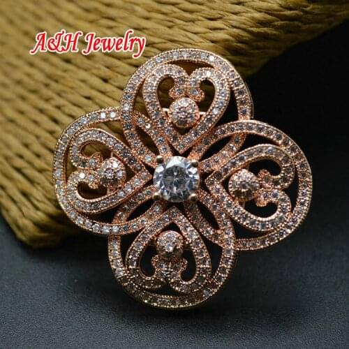 30mm Rose Gold Flower Charms Luxury Women Jewelry Making Materials DIY Findings 5pc/lot