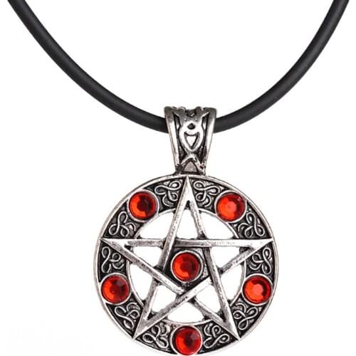 Fashion Hollow Pentacle Pentagram Star Pewter Fashion Pendant Necklace for Lady Boy Man Cool Pendant Necklace
