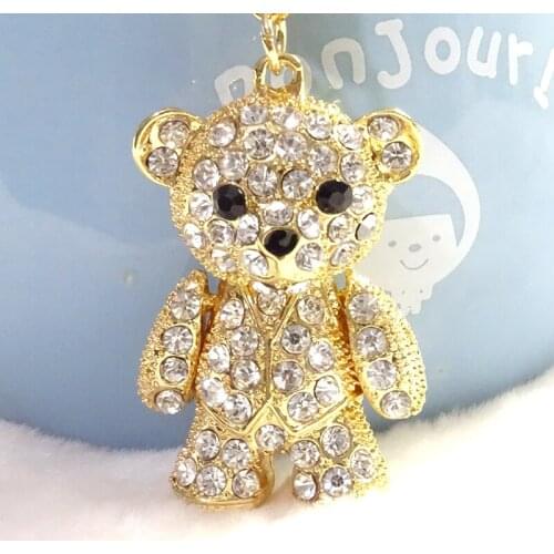 Fashion bear key chain bag key ring alloy gold plating shiny rhinestone jewelry car key accessories holiday gift commemoration