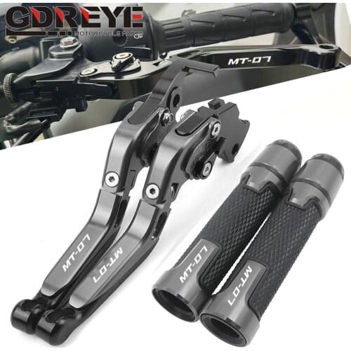 MT07 LOGO Motorcycle Adjustable Brake Clutch Lever Handle Hand Grips For Yamaha MT-07 2014 2015 2016 2017 2018 2019 2020 MT 07
