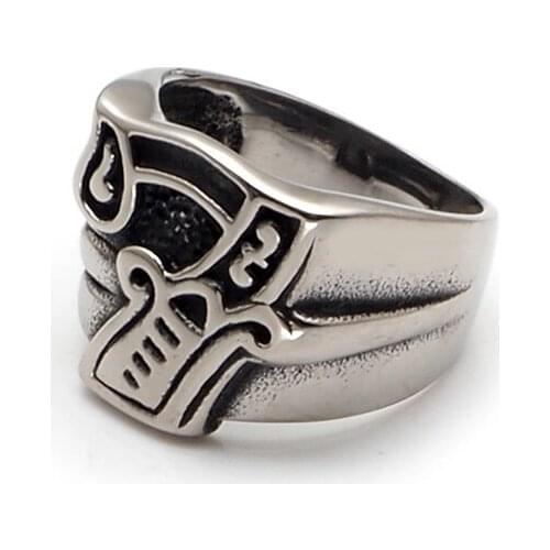 Free Shipping Punk 316L Stainless Steel Silver Color Black Lucky 7 Number Ring Mens Motorcycle Club Rings Jewelry For Gift