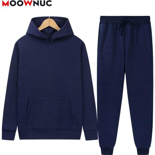 Mens Casual Sets Hoodies + Pant 2021 New Sportswear Jogger Male Fashion Tracksuits Spring Autumn Sweatshirt Hombre Slim MOOWNUC
